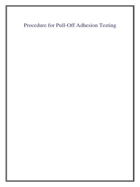 pull off test procedure pdf